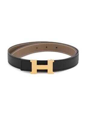 Hermes Belt Constance H Guilloche Black Etoupe Gold Swift Epsom 70